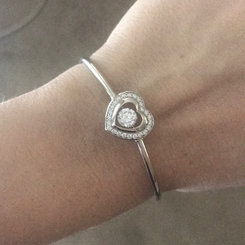 Sterling silver cubic heart bracelet